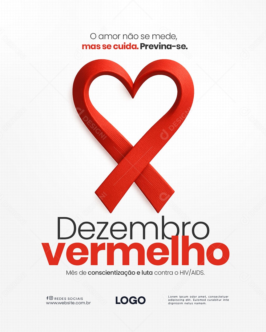 Dezembro Vermelho Mês de Prevenção a HIV Aids Media PSD Editável
