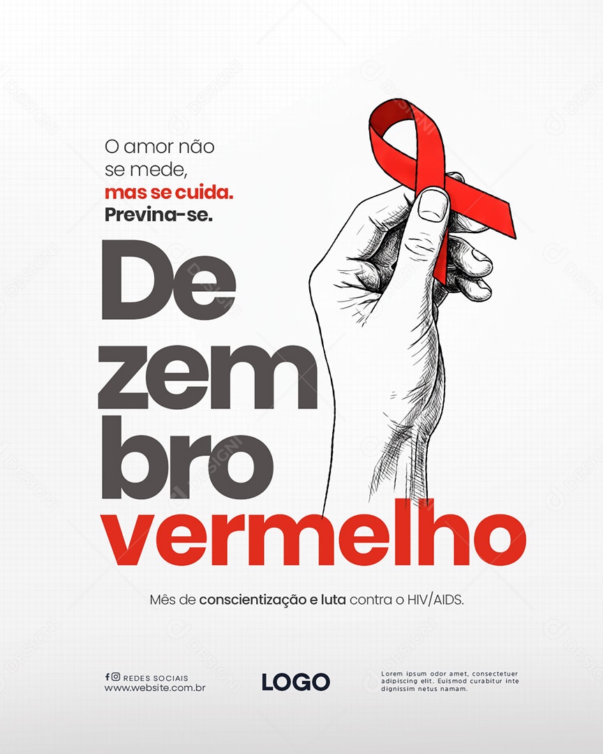 Dezembro Vermelho Mês de Prevenção a HIV Aids Media PSD Editável
