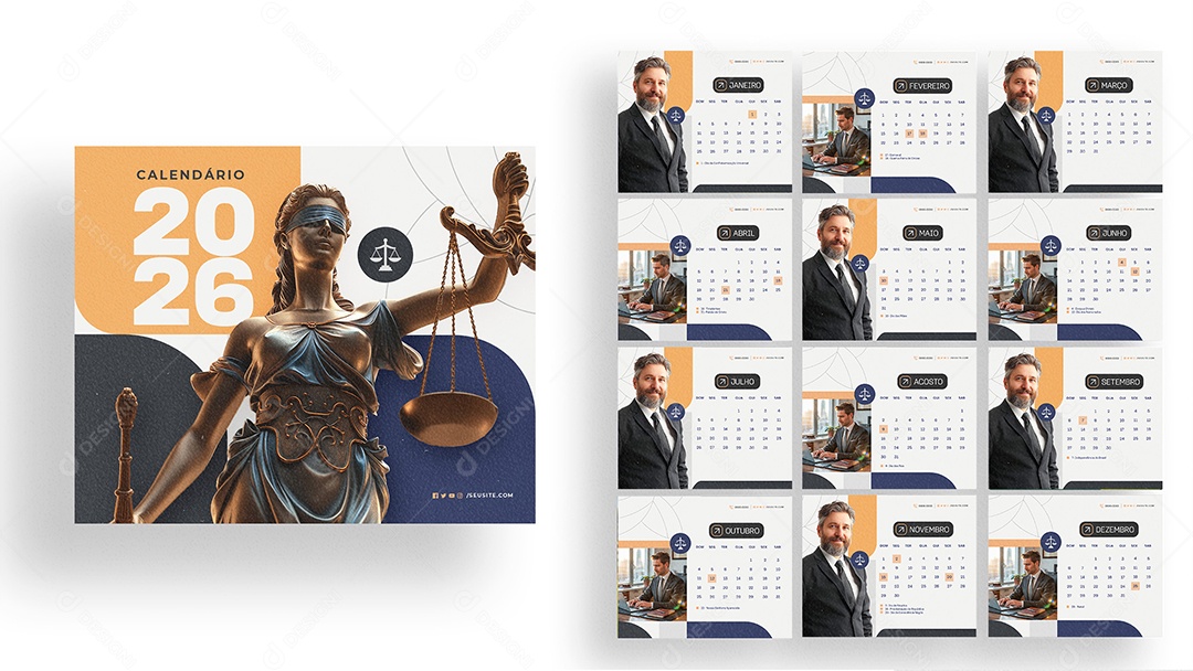 Calendário de Mesa Advocacia PSD Editável