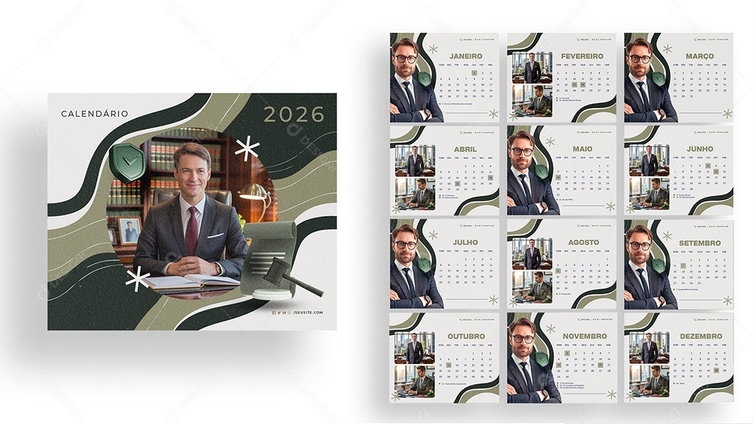 Calendário de Mesa Advocacia PSD Editável