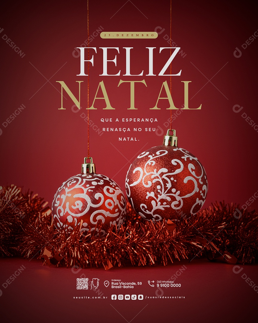 Feliz Natal 25 de Dezembro Social Media PSD Editável