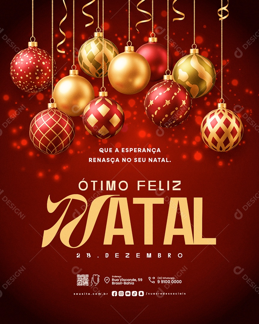 Ótimo Feliz Natal 25 de Dezembro Social Media PSD Editável