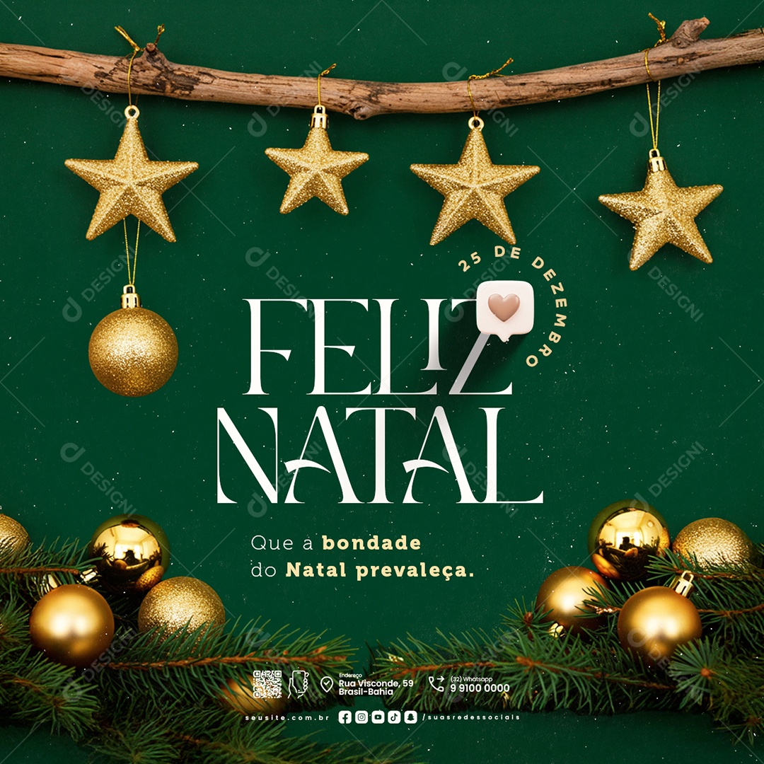Feliz Natal 25 de Dezembro Que a Bondade do Natal Prevaleça Social Media PSD Editável