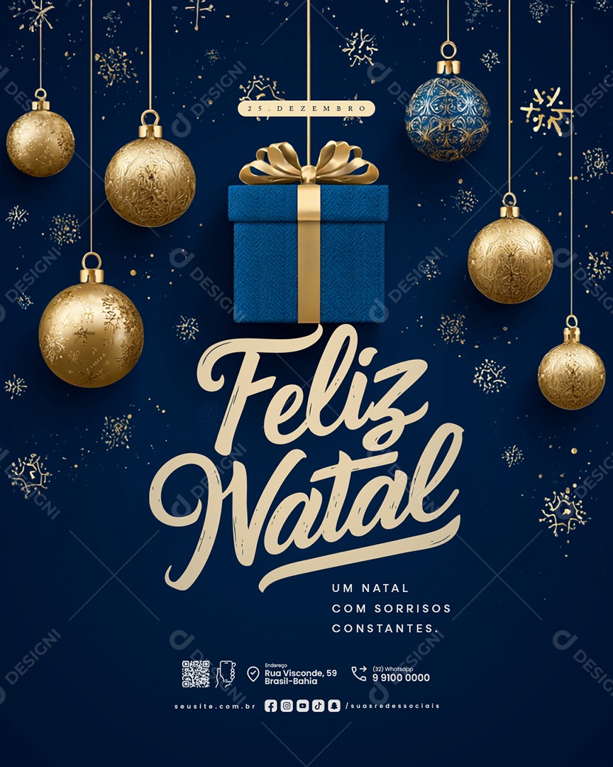Feliz Natal 25 de Dezembro Um Natal com Sorrisos Constantes Social Media PSD Editável
