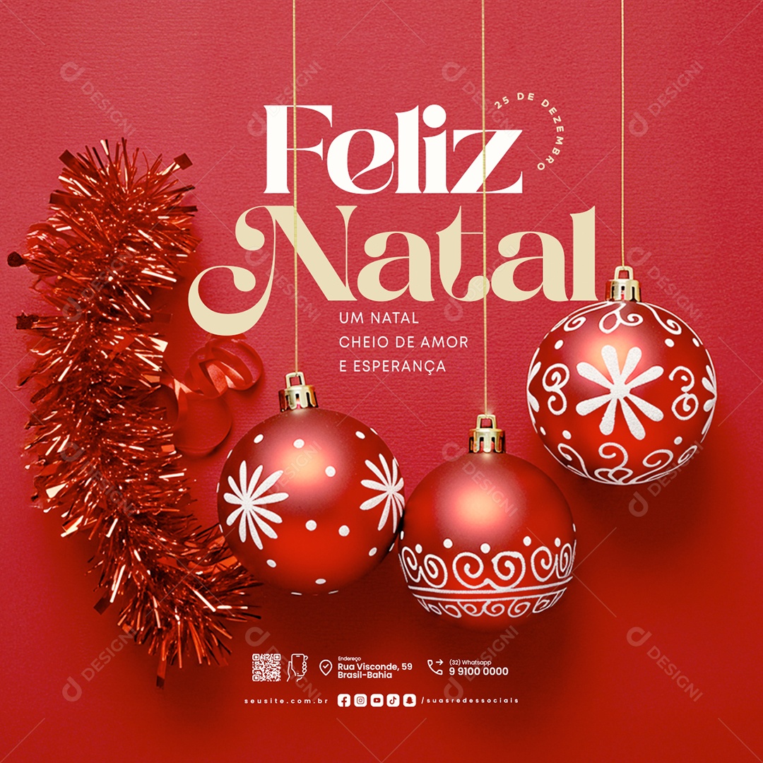 Feliz Natal 25 de Dezembro Um Natal Cheio de Amor e Esperança Media PSD Editável
