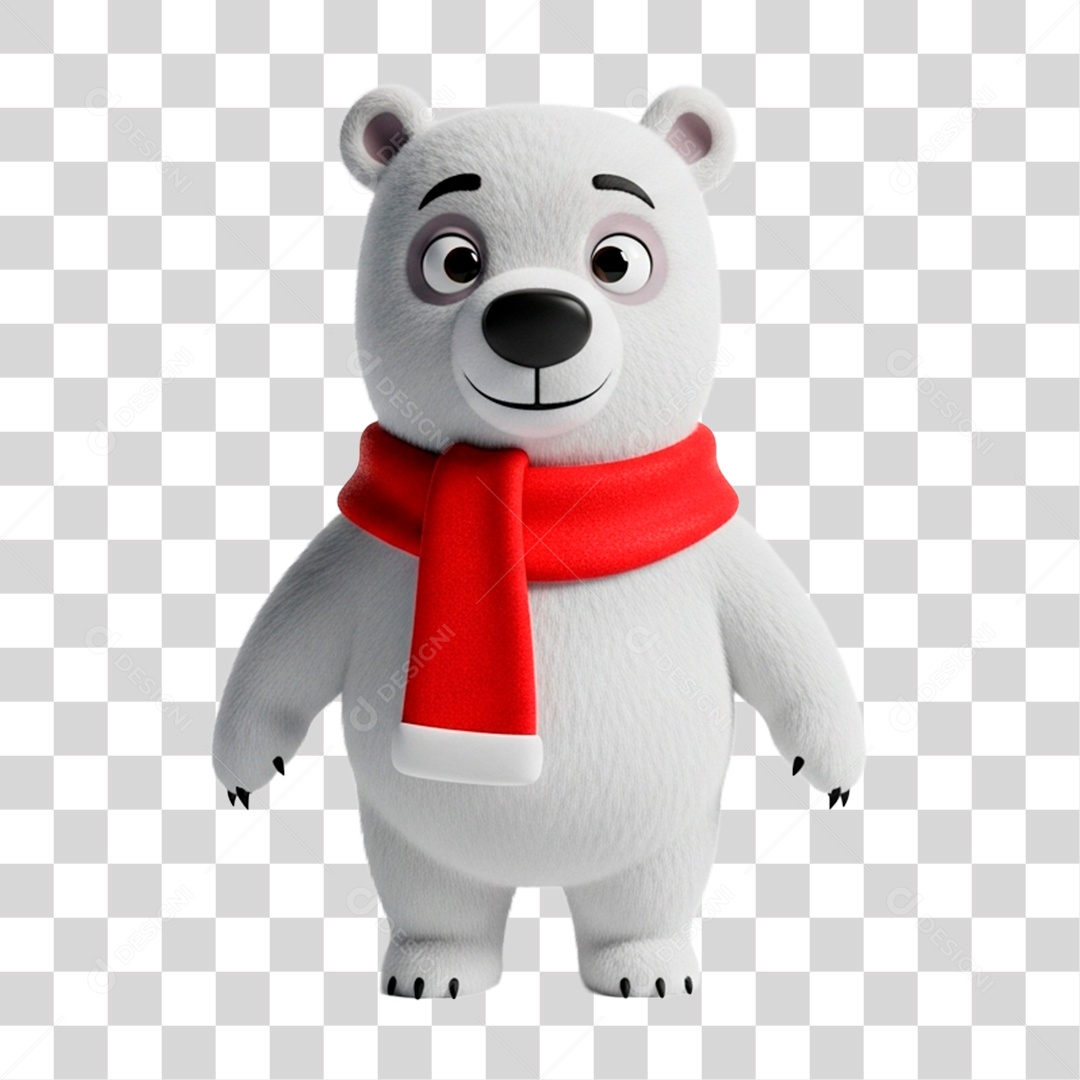Urso Polar de Cachecol PNG Transparente