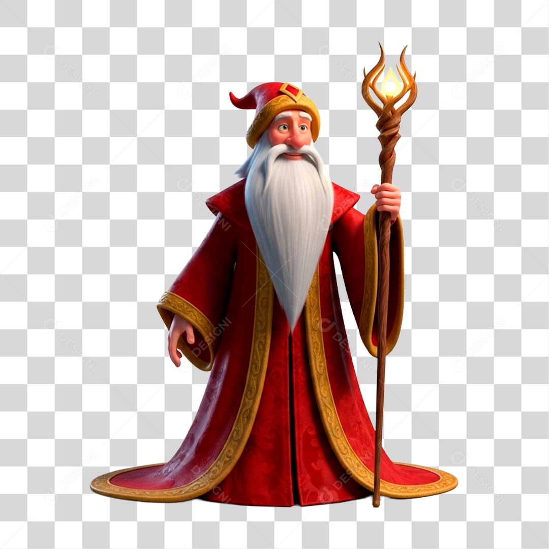 Personagem 3D Mago PNG Transparente