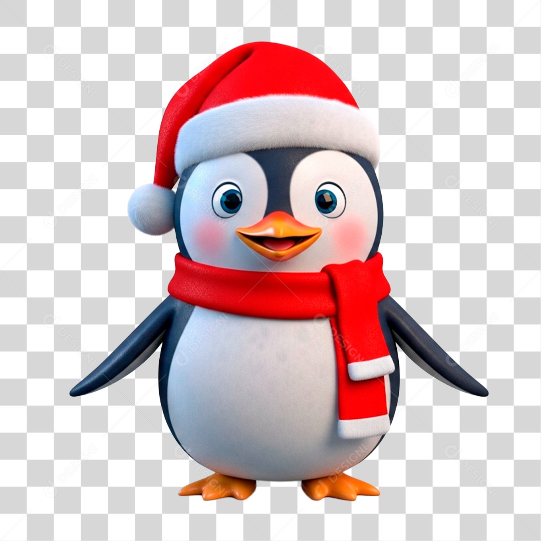 Pinguim de Gorro PNG Transparente