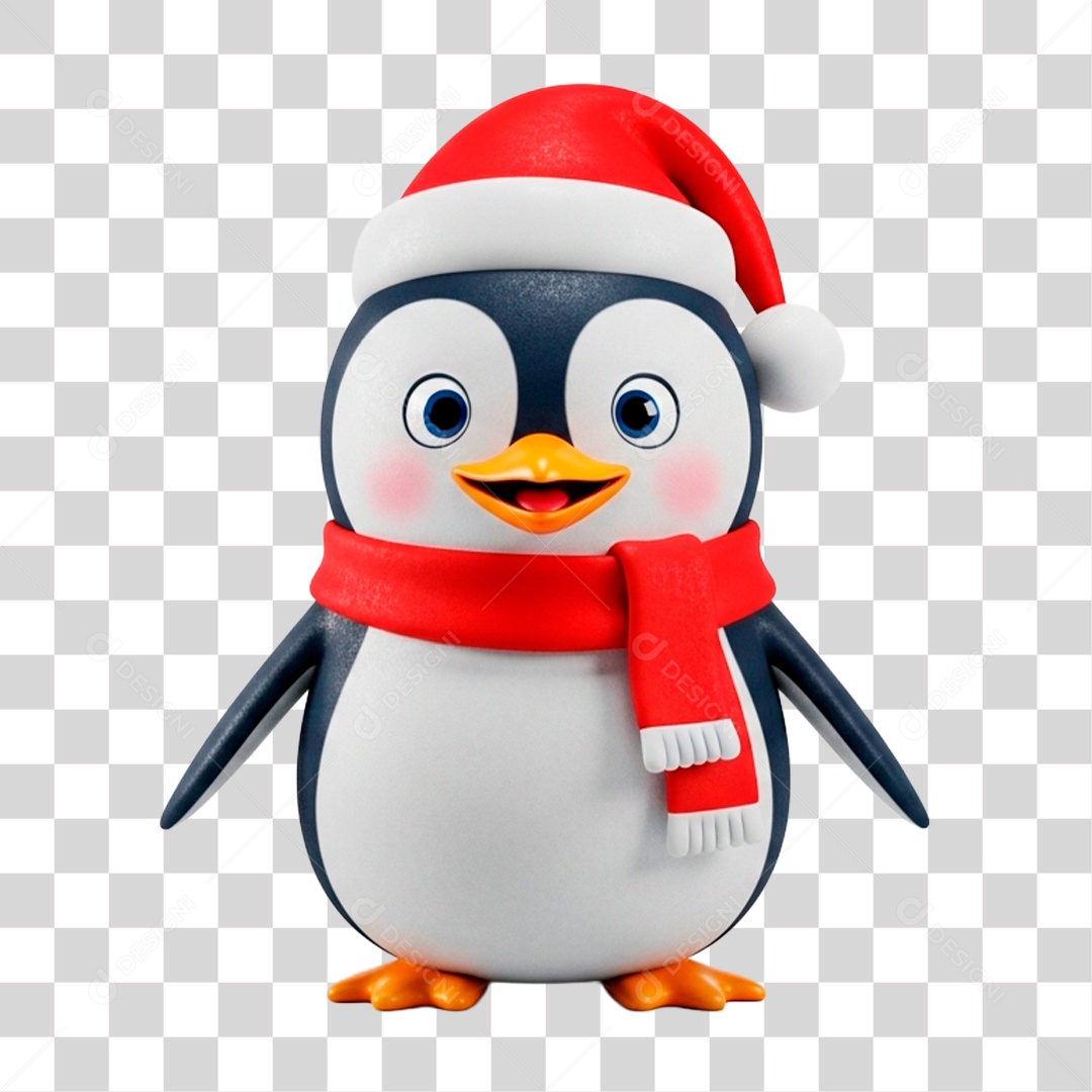 Pinguim de Gorro PNG Transparente