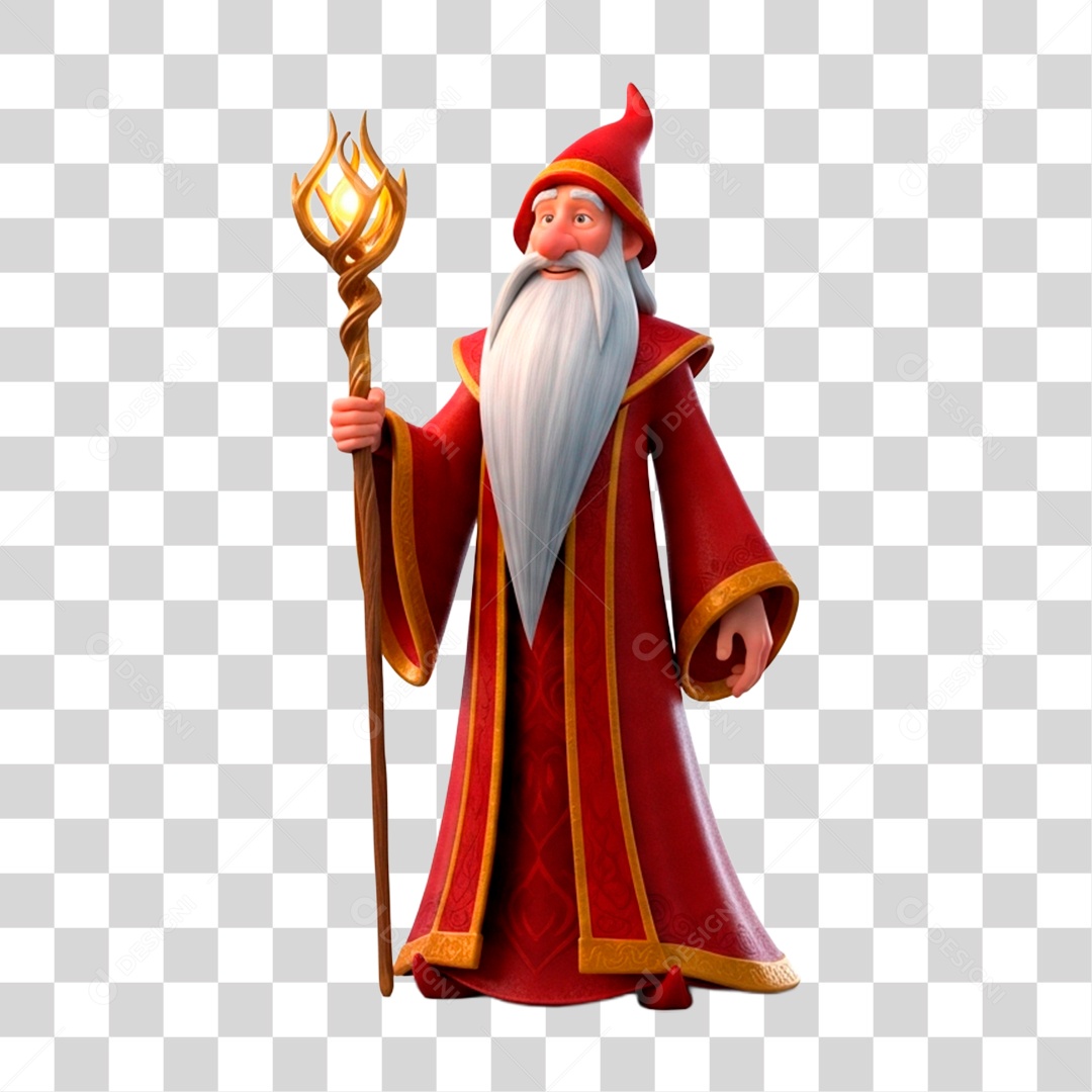 Personagem 3D Mago PNG Transparente