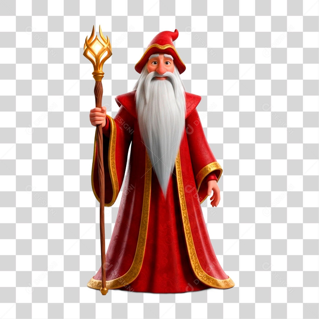 Personagem 3D Mago PNG Transparente