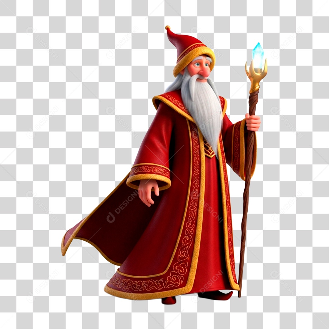 Personagem 3D Mago PNG Transparente