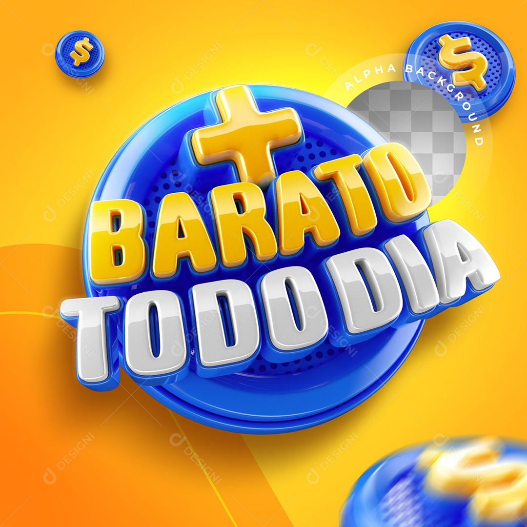 Mais Barato Todo Dia Selo 3D Para Composição PSD