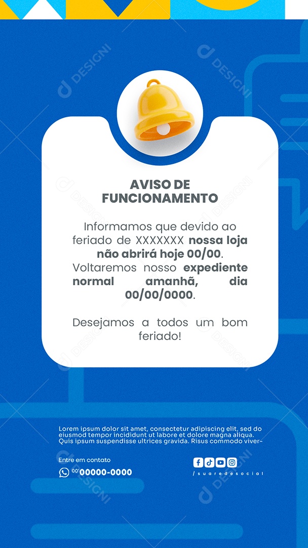 Story Aviso De Funcionamento Social Media PSD Editável