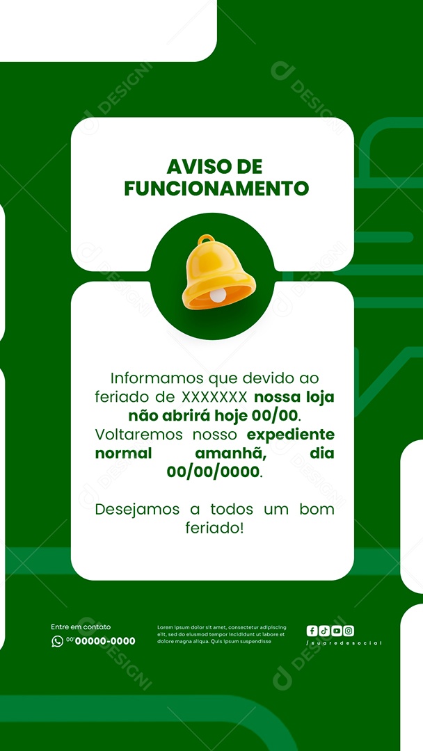 Story Aviso De Funcionamento Social Media PSD Editável