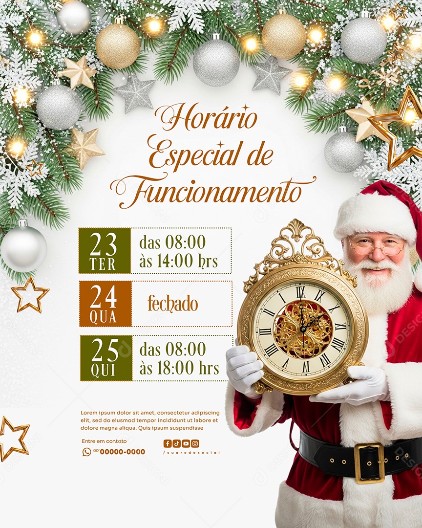 Horário Especial de Natal Social Media PSD Editável