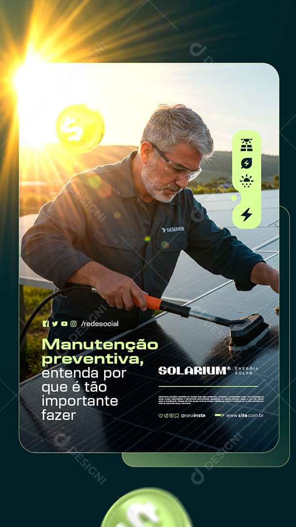 Story Energia Solar Manutenção Preventiva Entenda Social Media PSD Editável