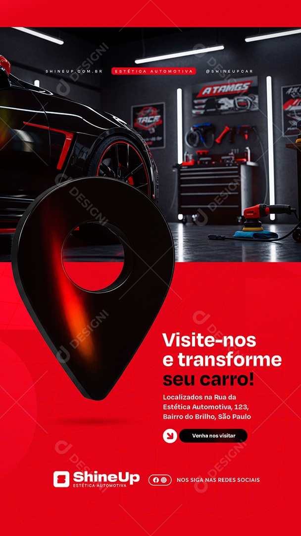 Story Estética Automotiva Visite Nos e Transforme Seu Carro Social Media PSD Editável