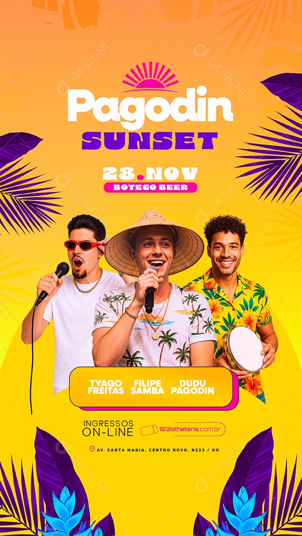 Story Flyer Próximos Shows Pagodin Sunset Social Media PSD Editável