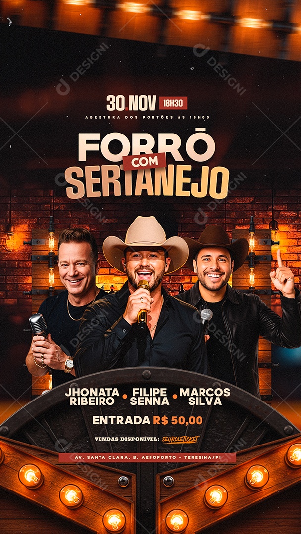 Story Flyer Próximos Shows Forró com Sertanejo Social Media PSD Editável