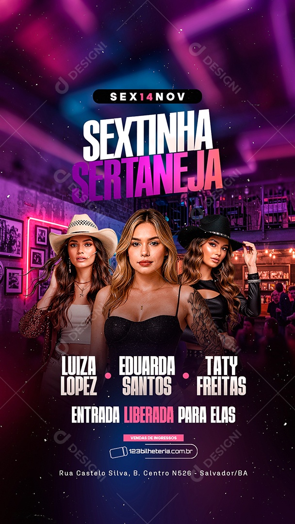 Story Flyer Próximos Shows Sextinha Sertaneja Social Media PSD Editável