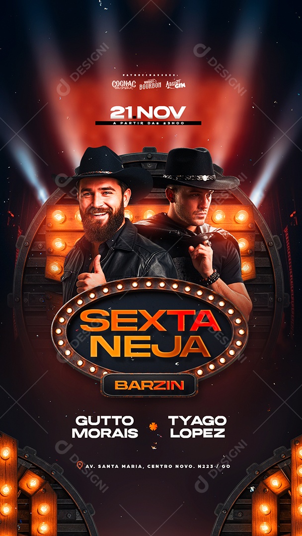 Story Flyer Próximos Shows Sextaneja Barzin Social Media PSD Editável