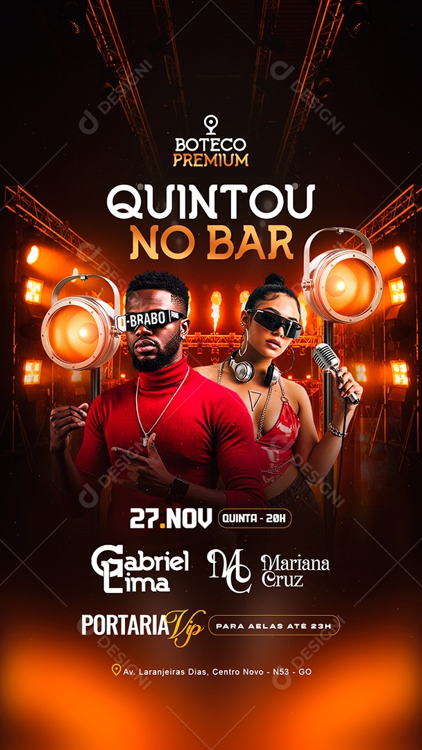 Story Flyer Próximos Shows Quintou no Bar Social Media PSD Editável