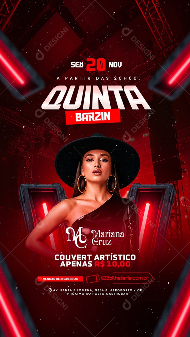 Story Flyer Próximos Shows Quinta Barzin Social Media PSD Editável