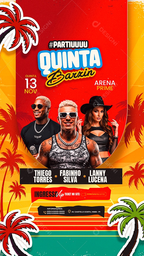 Story Flyer Próximos Shows Quinta Barzin Social Media PSD Editável