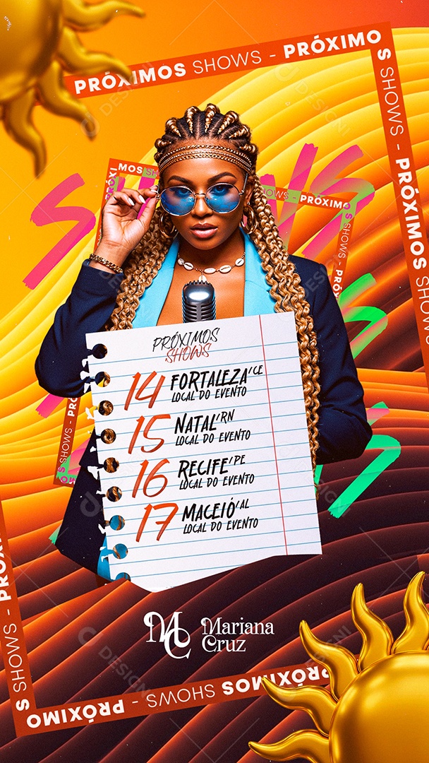 Story Flyer Próximos Shows Mariana Cruz Social Media PSD Editável