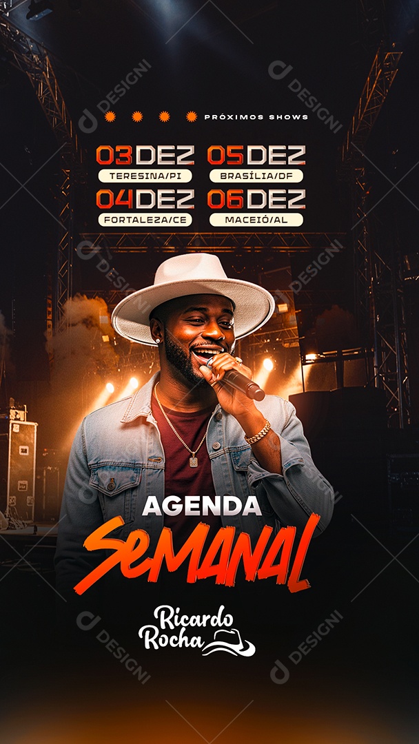 Story Flyer Próximos Shows Agenda Semanal Social Media PSD Editável