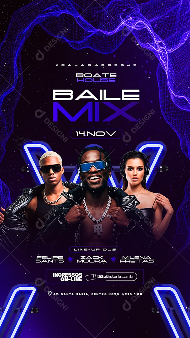 Story Flyer Próximos Shows Baile Mix Social Media PSD Editável