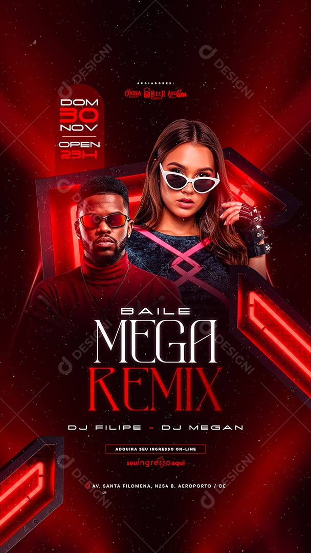 Story Flyer Próximos Shows Baile Mega Remix Social Media PSD Editável