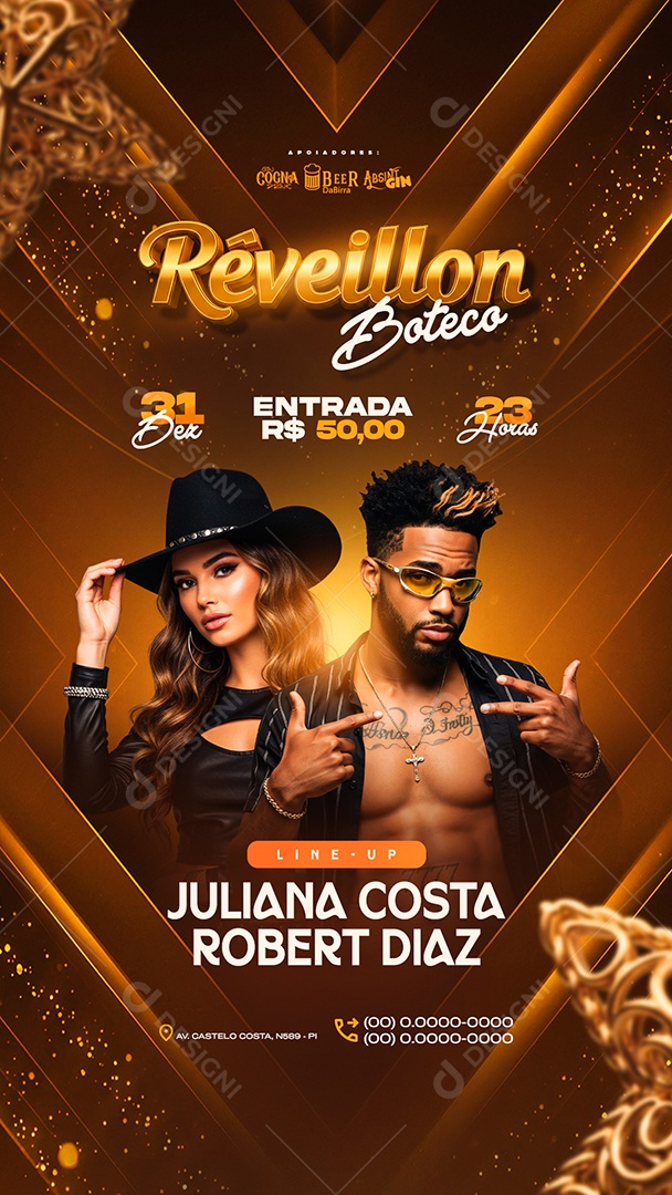 Story Flyer Próximos Shows Réveillon Boteco Social Media PSD Editável