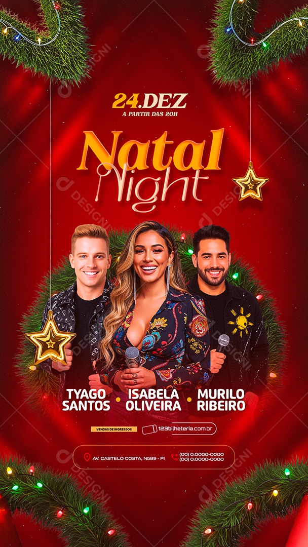 Story Flyer Próximos Shows Natal Night Social Media PSD Editável