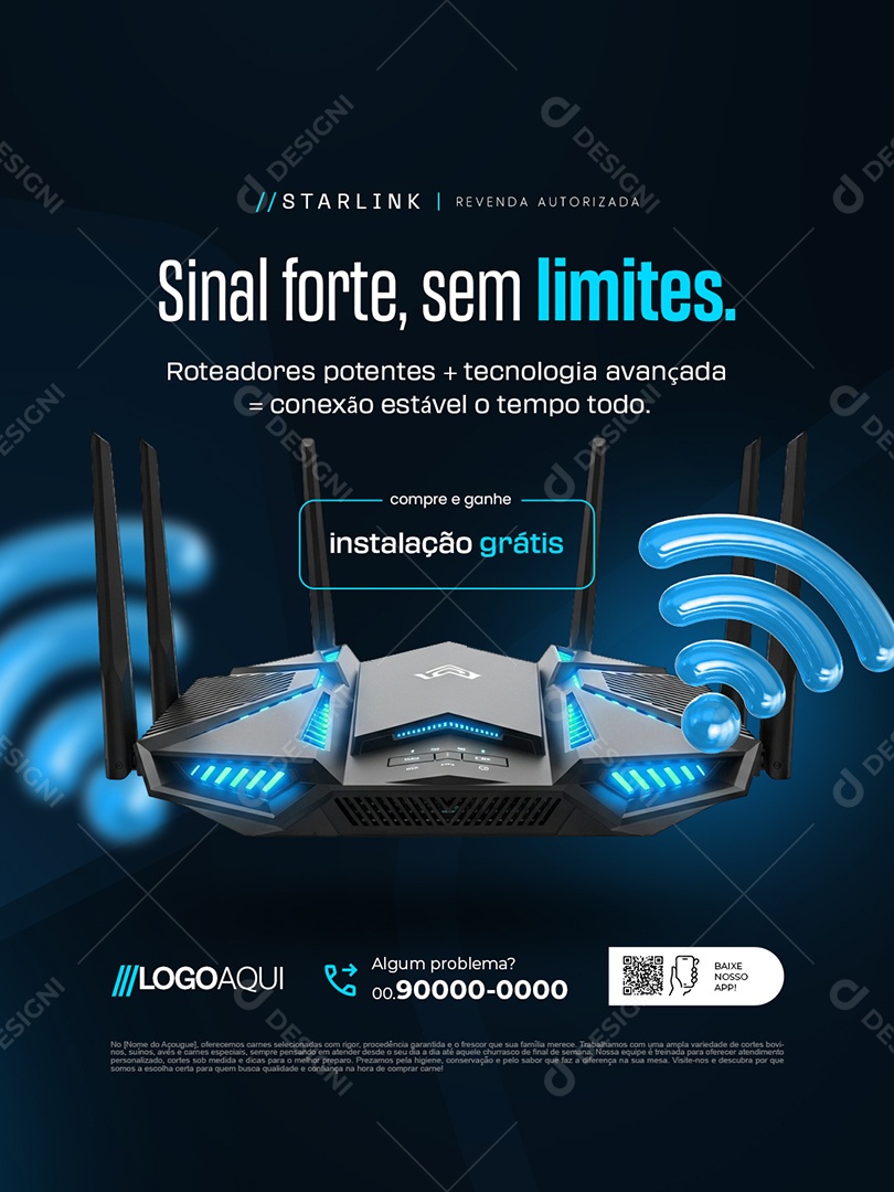 Telecom Sinal Forte Sem Limites Social Media PSD Editável