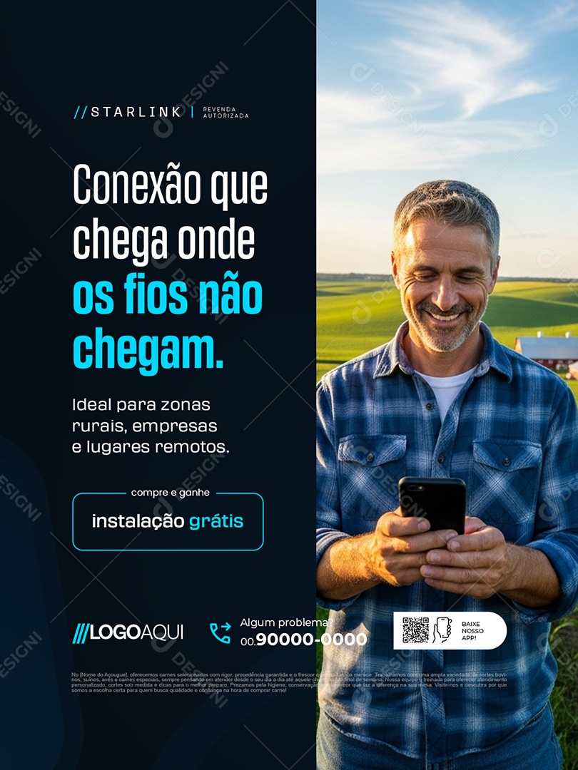 Telecom Conexão Que Chega Onde Os Fios Não Chegam Social Media PSD Editável