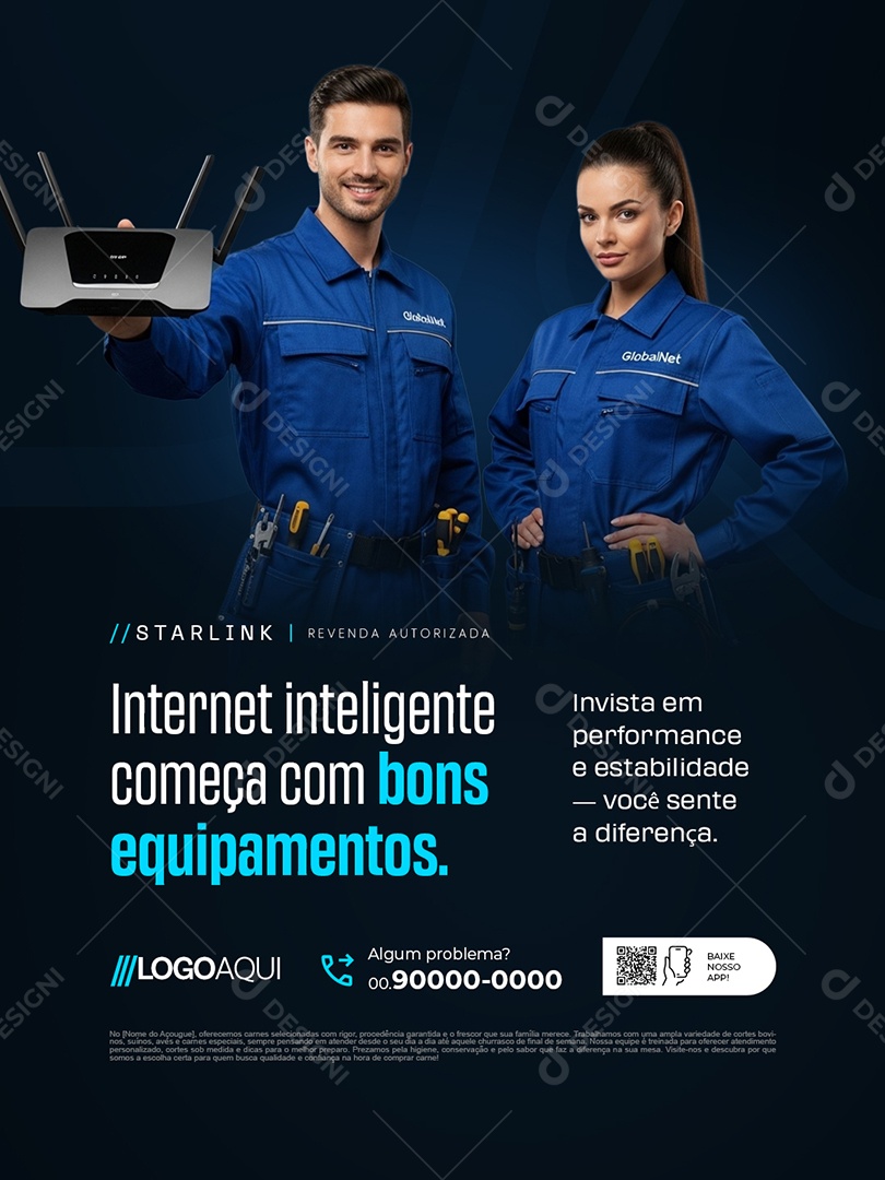 Telecom Internet Inteligente Começa com Bons Equipamentos Social Media PSD Editável