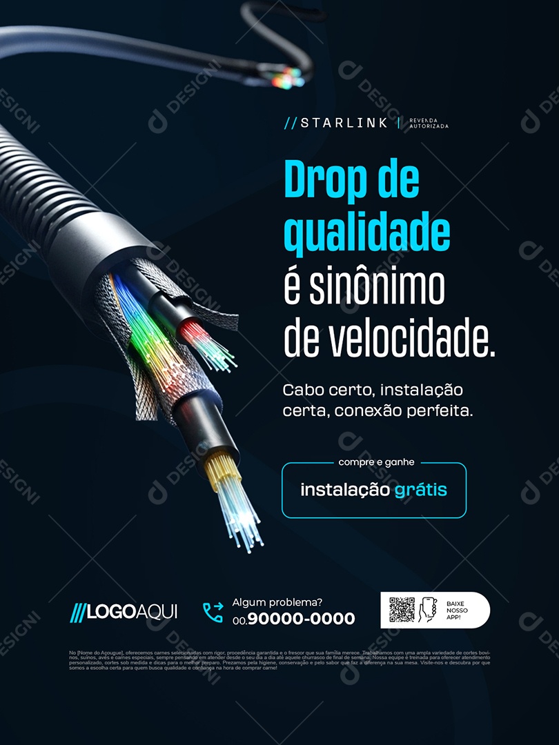 Telecom Drop de Qualidade é Sinônimo de Velocidade Social Media PSD Editável