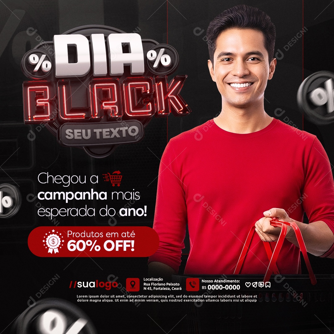 Dia Black Supermercado Chegou Campanha Mais Esperada do Ano Social Media PSD Editável