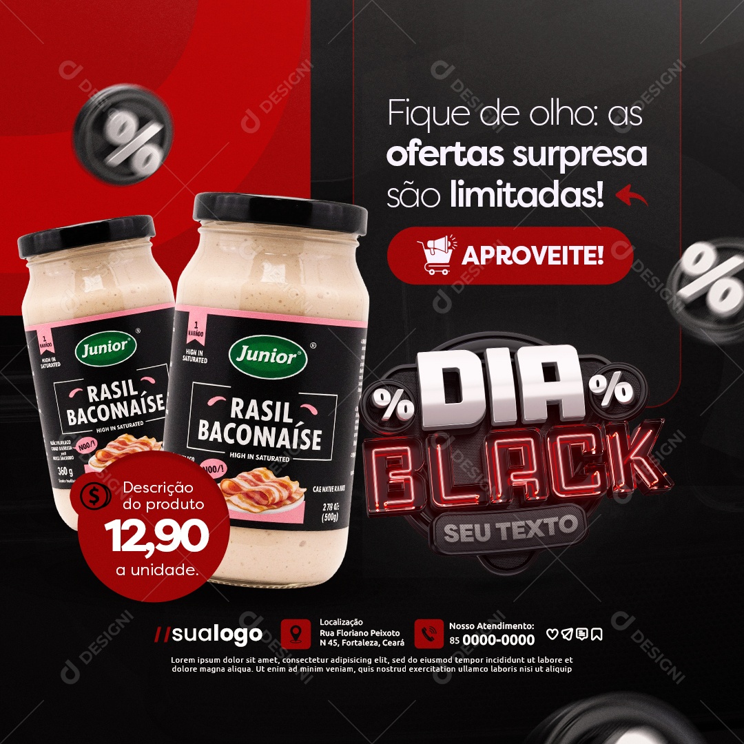 Dia Black Supermercado Fique de Olho Maionese Social Media PSD Editável