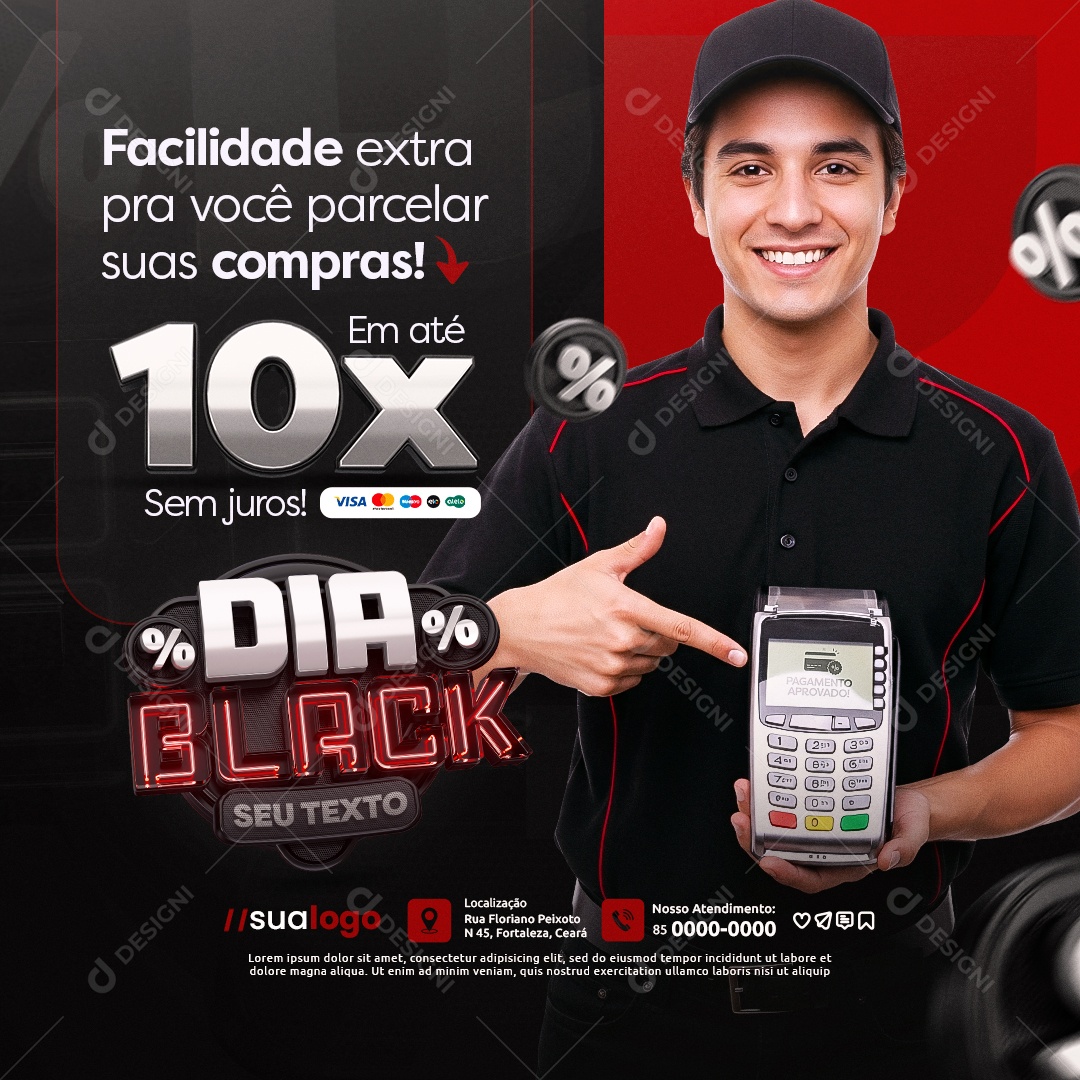 Dia Black Supermercado Facilidade Extra Social Media PSD Editável