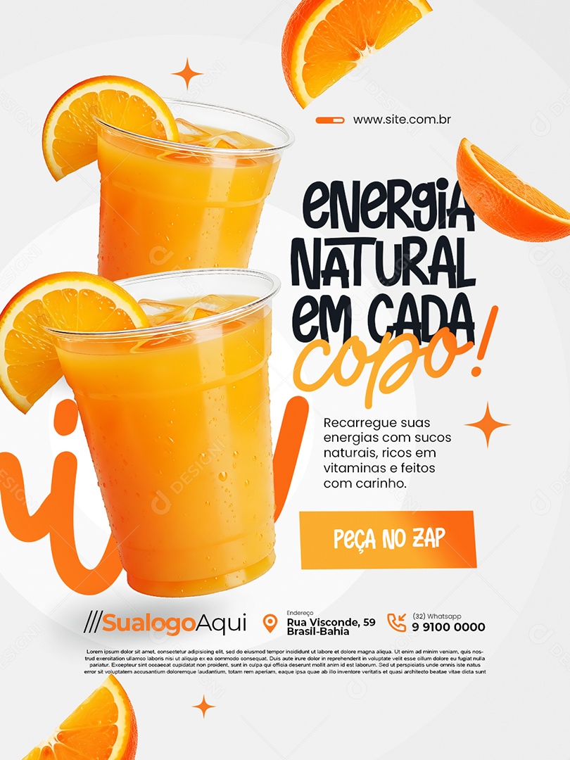 Sucolaria Energia Natural em Cada Copo Social Media PSD Editável