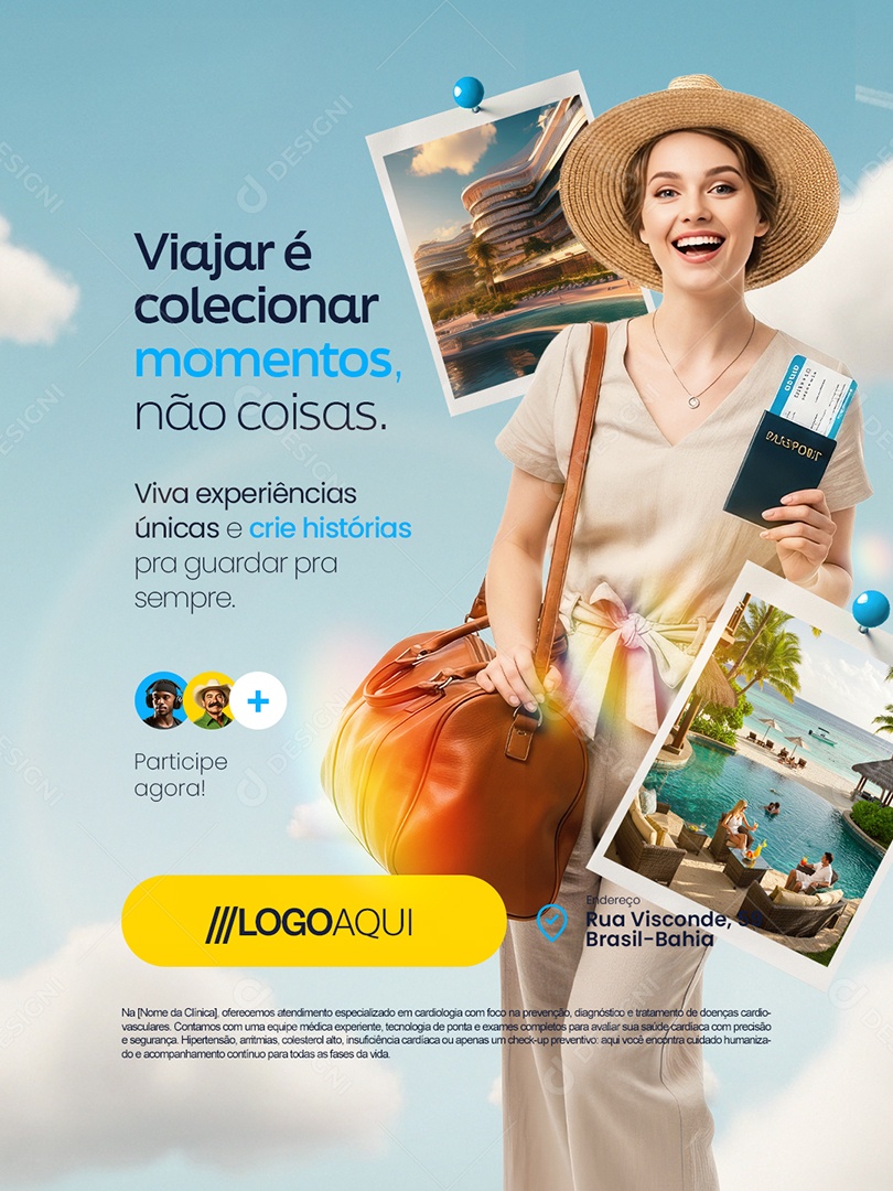 Turismo Viajar é Colecionar Momentos Não Coisas Social Media PSD Editável