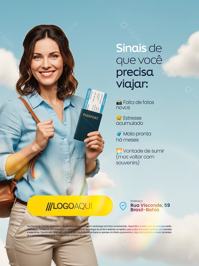 Turismo Sinais de Que Você Precisa Viajar Social Media PSD Editável