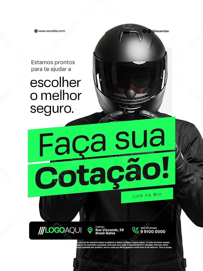 Seguradora Escolher o Melhor Seguro Faça Sua Cotação Social Media PSD Editável