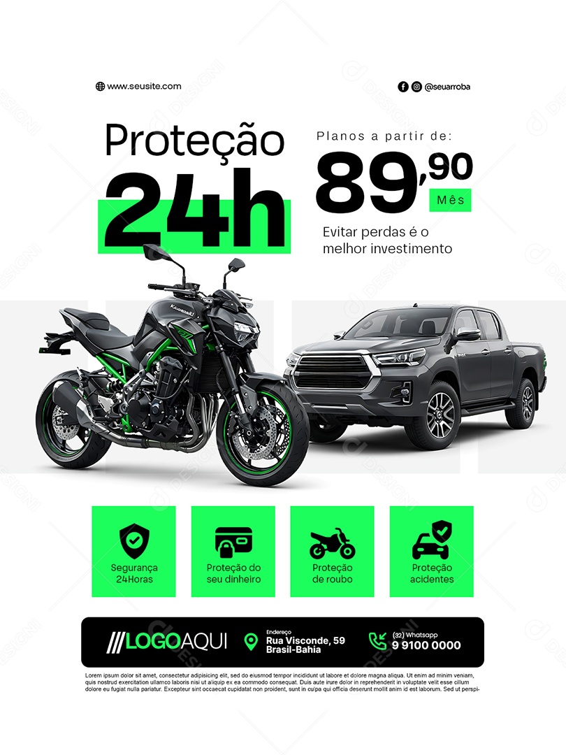 Seguradora Proteção 24h Pocial Media PSD Editável