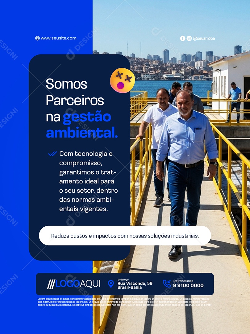 Tratamento de Esgoto Somos Parceiros na Gestão Ambiental Social Media PSD Editável