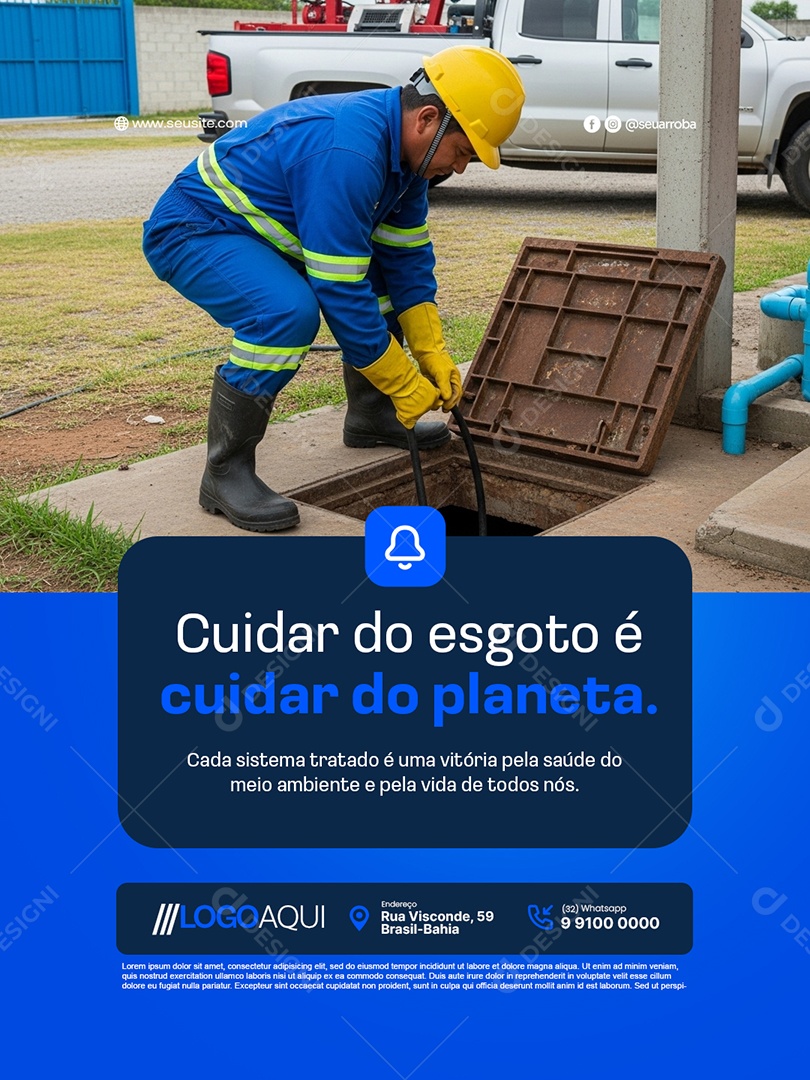 Tratamento de Esgoto Cuidar do Esgoto é Cuidar do Planeta Social Media PSD Editável