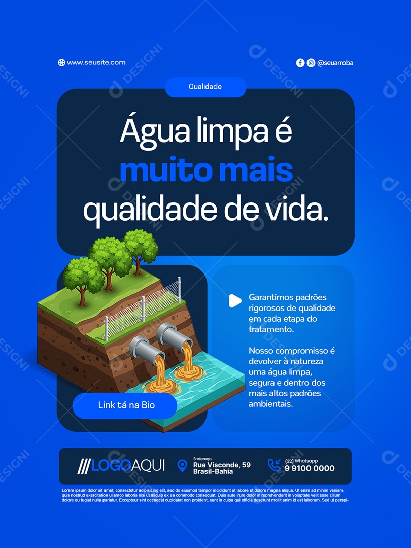 Tratamento de Esgoto Água Limpa é Muito Mais Qualidade de Vida Social Media PSD Editável
